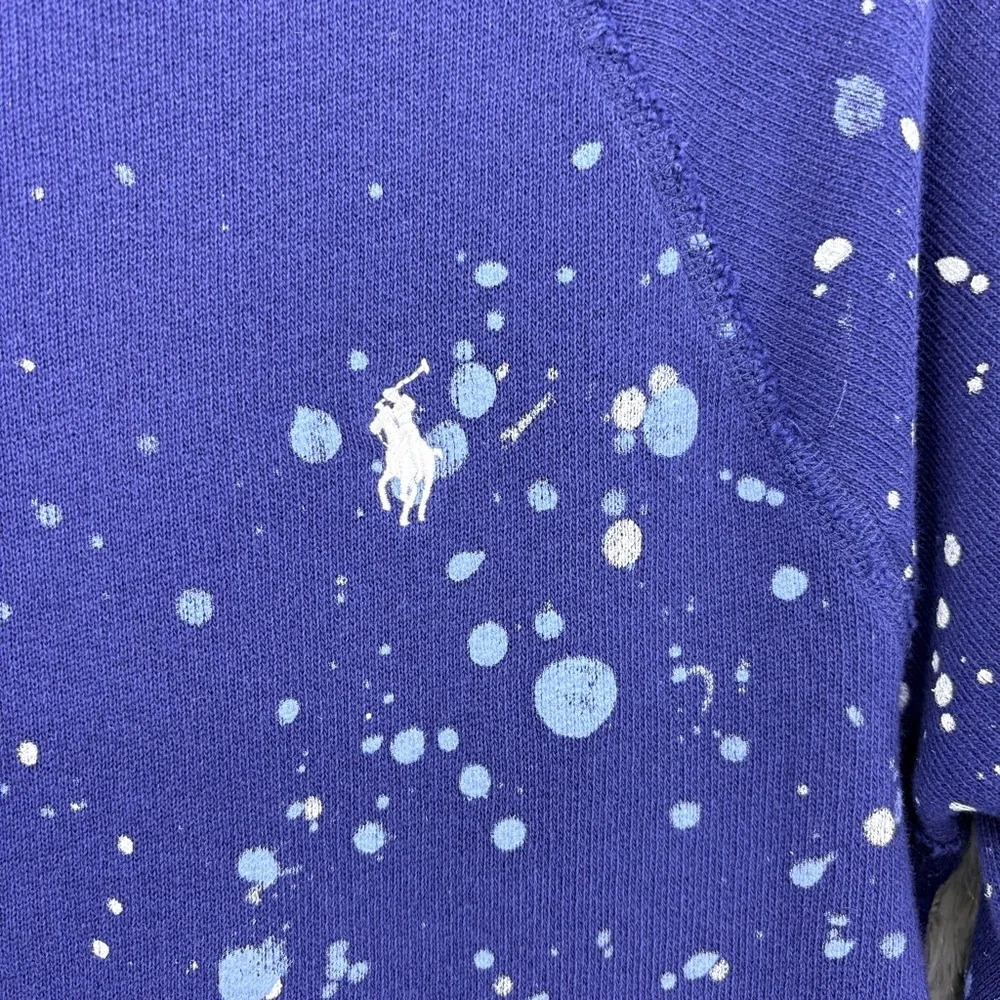 Polo Ralph Lauren Sweatshirt Mens Small Crewneck Paint Splatter Navy Blue Rare